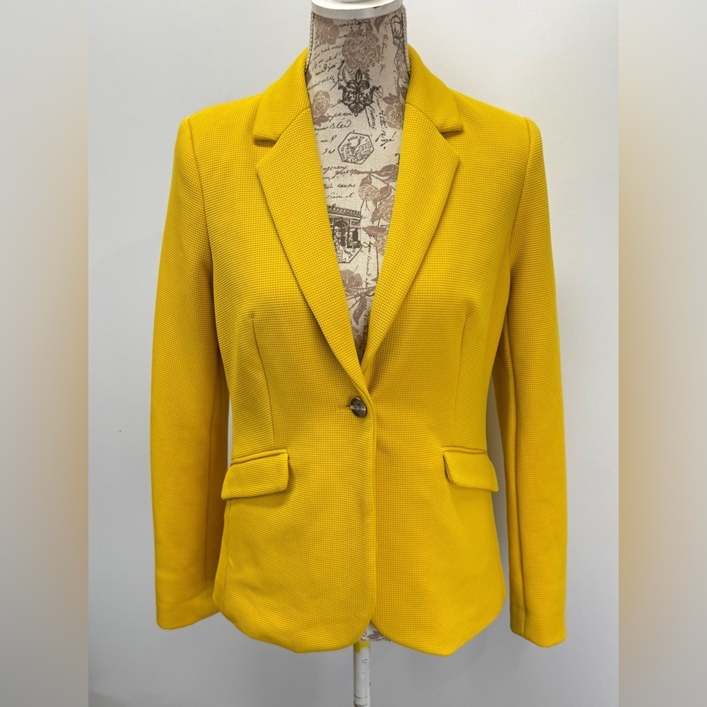 JULES & LEOPOLD Women's bright yellow textured blazer size S